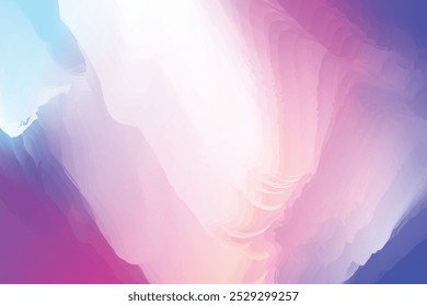 Abstract fluid art, ethereal pastel colors, soft gradients, iridescent waves, dreamy atmosphere, smooth transitions, pink and purple hues, light blue accents, luminous center, organic shapes, flowing 