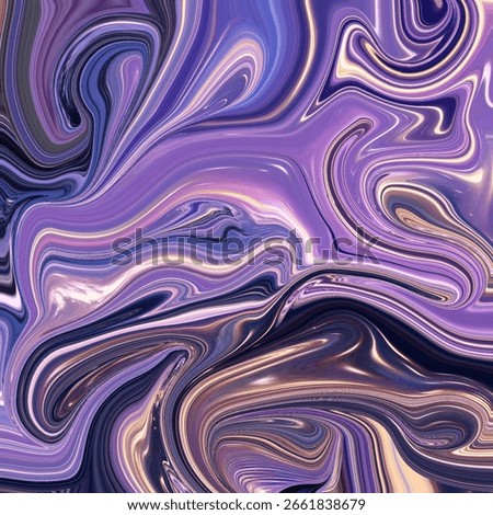 Abstract fluid art in purple, violet, and gold swirl pattern, ideal for backgrounds or creative art projects. Features abstract, swirl, texture, fluid, and marbled.