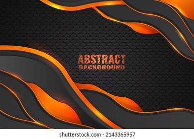 Abstract fluid background with black and orange color