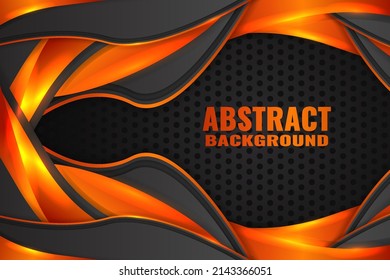 Abstrakter, flüssiger Hintergrund mit schwarz-orangefarbenem Hintergrund