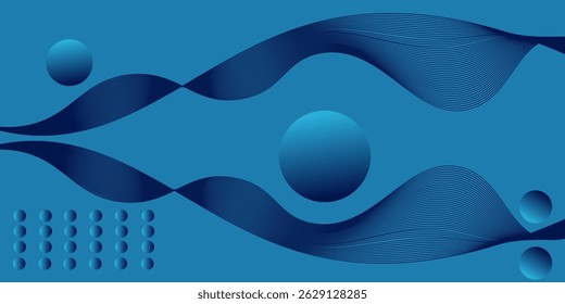Fondo fluido abstracto con color azul. Composición de Formas circulares. Composición y Elementos de Formas dinámicas. Color de fondo degradado moderno y de moda.