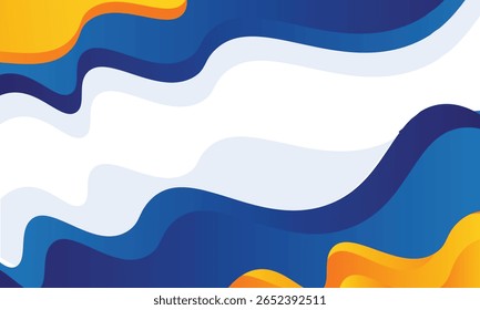Fondo fluido abstracto con color azul y naranja sobre fondo blanco. Ilustración vectorial