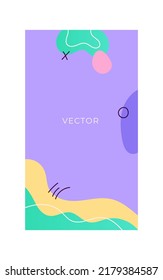 Abstract fluid background cover. Flyer fot children on purple background. Cover with line object. Vector illustration