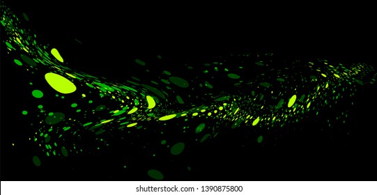 Abstract fluid background. Dark background with colorful dots. 