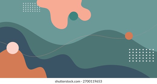 Projeto de fundo de fluido abstrato. Formas onduladas modernas, cores orgânicas e elementos geométricos minimalistas para design moderno 
