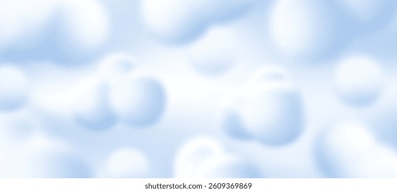 Abstract fluid background with floating blue 3D blobs. Liquid abstract shapes. Defocused organic structures.