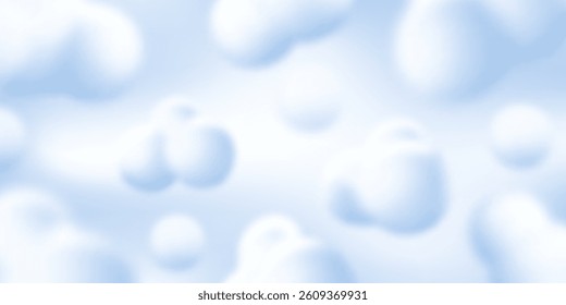 Abstract fluid background with floating blue 3D blobs. Liquid abstract shapes. Defocused organic structures.