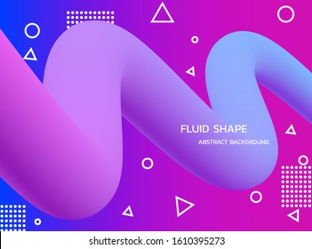 Abstract fluid background, geometric 3d shape illustration