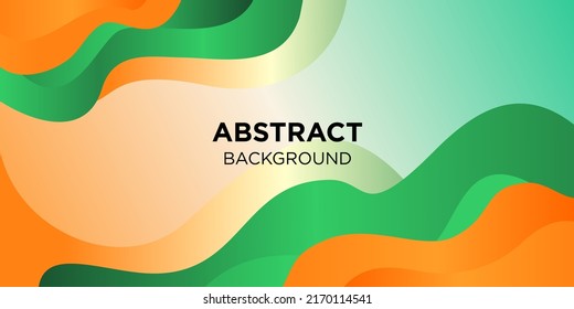abstract fluid background with green and orange color on gradient background