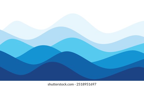 Imagem de fundo fluido abstrato, impressionante papel de parede líquido ondas do mar azul água em camadas vetor design elementos ilustração modelo para suas ideias