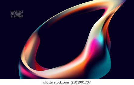 Abstract fluid background of iridescent glass shape. Elegant colorful wallpaper.