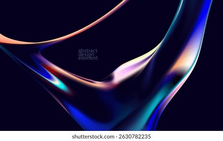 Abstract  fluid background of iridescent glass shape. Elegant colorful wallpaper.