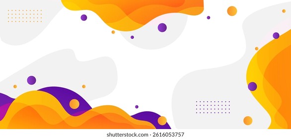 abstract fluid background with orange and purple color. Digital polka. Dots gradation.