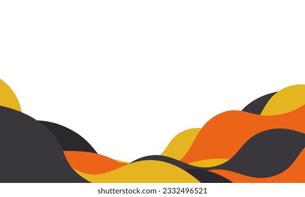 fondo fluido abstracto color amarillo anaranjado negro sobre diseño vectorial de fondo blanco.