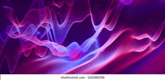 Abstract fluid background in purple and blue colors. Cyberpunk concept. Wavy surface. Colorful techno backdrop with aesthetics of vaporwave style. Retrowave wallpaper.