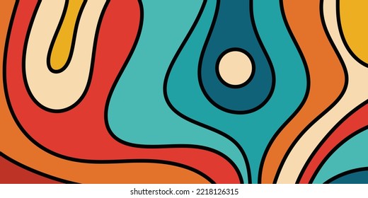 Abstract fluid background in retro outline and color design. Trendy geometric for poster, flyer, banner, and creative project