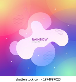 Abstract fluid banner template. Vector vivid color illustration. Liquid frame on rainbow color background. Design element