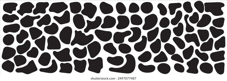 Abstract fluid black blob shape vector set. Modern liquid irregular blob shape elements graphic flat style.