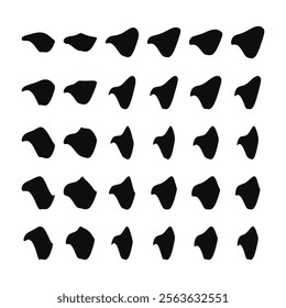 Abstract fluid black blob shape vector illustration set. Different drops and Collection from abstract irregular forms for design and paint.