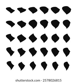 Abstract fluid black blob shape vector illustration set. Different drops and Collection from abstract irregular forms for design and paint.