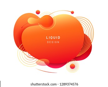 Abstract Fluid Blob In 3d Shape. Red Liquid Spot For Flyer Or Cerulean Dynamical Colored Free Forms. Blotch For Card Or Presentation, Logo Background Template. Modern Geometric Blot