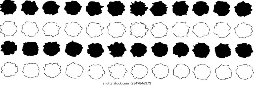 Abstract fluid blob shapes vector set. Collection line forms for design and paint liquid black blotch shapes. Organic amoeba blob shape in modern style