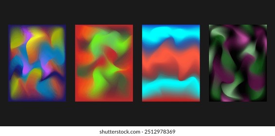Abstrato fluido turvo fundo colorido. ilustração moderna Malha de gradiente de fluido. Fundo ondulado abstrato. Fluxo líquido de cores vibrantes. Modelo para cartazes, faixas publicitárias, brochuras, folhetos, capas, 