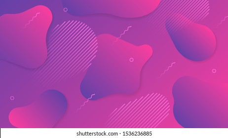 abstract fluid bubble color gradient geometric 4k background. futuristic liquid color shapes with shadows. purple and pink gradient color.  