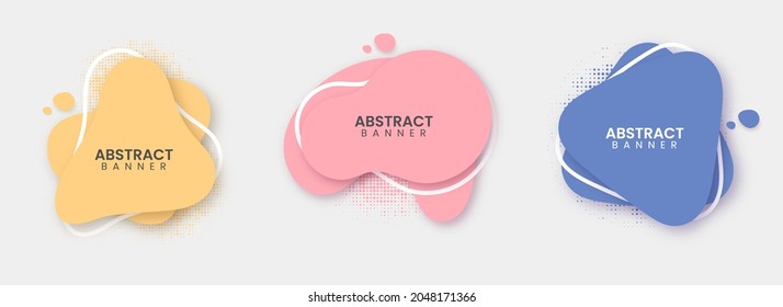 Abstract Fluid Color Badges Set On White Background.