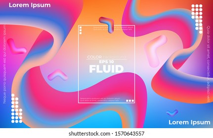 Abstract fluid color pattern of neon color liquid gradient background with modern geometric dynamic motion style Suitable For Wallpaper, Banner, Background, Card, Book Illustration, landing page,