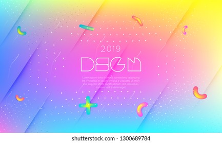 Abstract fluid colorful backdrop with dynamic shapes composition. Liquid geometric elements. Vector.  