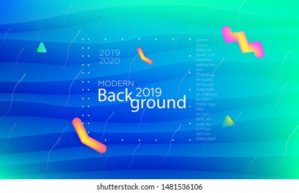 Abstract fluid colorful backdrop with dynamic shapes composition. Liquid geometric elements. Vector.