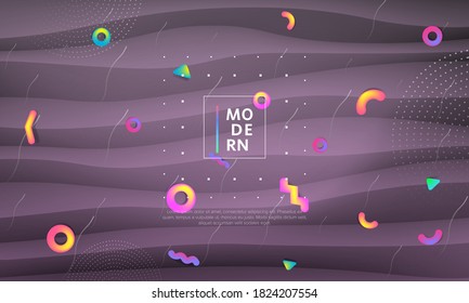 Abstract fluid colorful backdrop with dynamic shapes composition. Liquid geometric elements. Vector.
