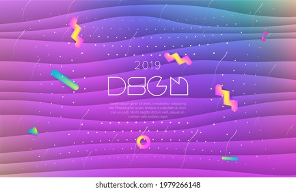 Abstract fluid colorful backdrop with dynamic shapes composition. Liquid geometric elements. Vector.