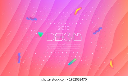 Abstract fluid colorful backdrop with dynamic shapes composition. Liquid geometric elements. Vector.
