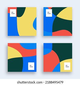 Abstract fluid colorful background set. Square post template collection.