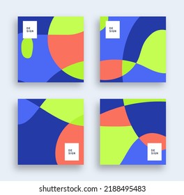 Abstract fluid colorful background set. Square post template collection.