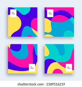 Abstract fluid colorful background set. Square post template collection.