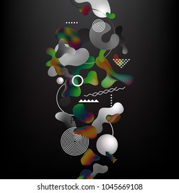 Abstract fluid colorful bubbles on dark background