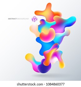 Abstract fluid colorful bubbles shapes overlap on white background. Vector illustration