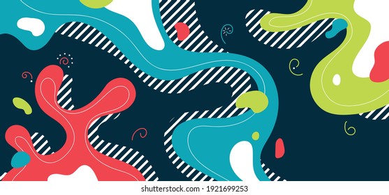 Abstract fluid colorful design of minimal splash design template. Decorative with trendy line style pattern background. illustration vector 