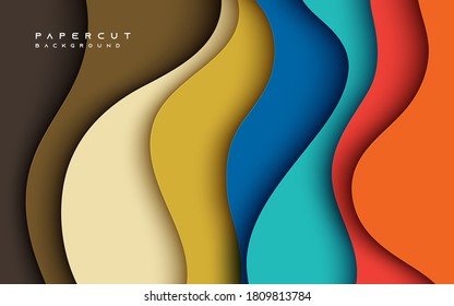 Abstract fluid colorful papercut background