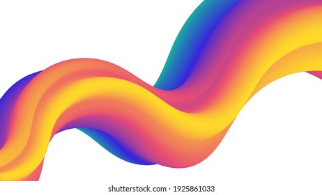 Abstract fluid colorful or rainbow color wave. Wavy design element for brochure, poster, web design. Color flow shape.