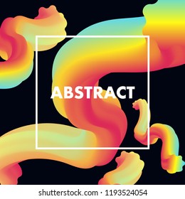 Abstract fluid colorful shapes on dark background. Vector illustrations of 3D liquid forms.