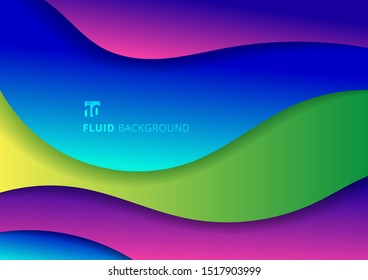 Abstract fluid colorful trendy gradient 3d paper geometric background. Liquid shapes composition. Vector illustration