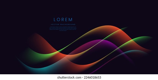 Resumen de capas onduladas coloridas y fluidas sobre fondo azul oscuro. Ilustración del vector