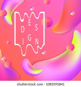 Abstract fluid colors background poster or card. Vector template. Rainbow Background with Bubbles Shapes. Colorful shapes layout.