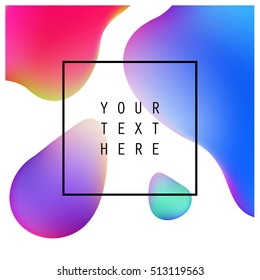  Abstract fluid colors background poster or card. Vector template. Rainbow Background with Bubbles Shapes. Colorful  shapes layout.