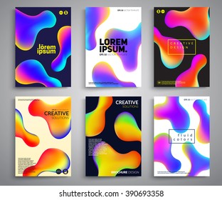 Abstract fluid colors poster set. Vector template.