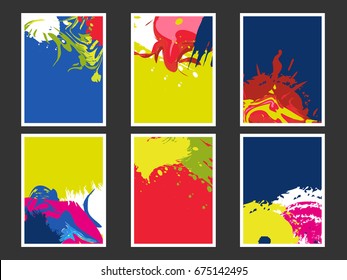 Resumen conjunto de pósters de colores de fluidos. Plantilla de vectores.